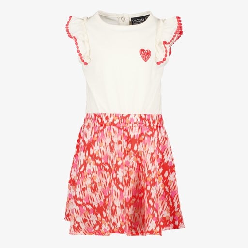 Meisjes jurk wit met roze print