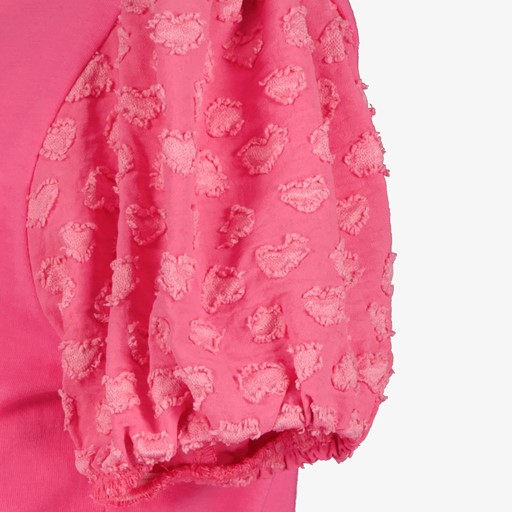 Meisjes T-shirt met hartjes pofmouwen roze