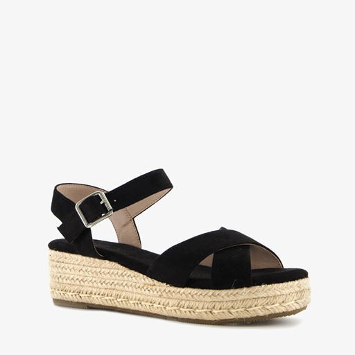 Dames espadrilles met sleehak zwart