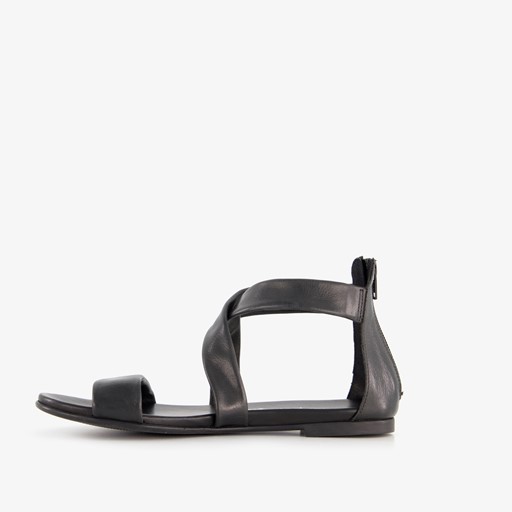 Leren dames sandalen zwart