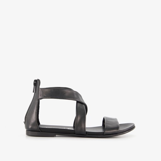 Leren dames sandalen zwart
