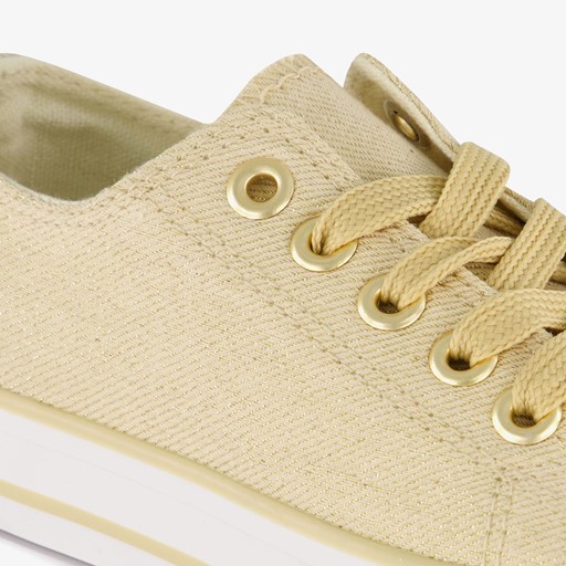 Meisjes gympen met glitters goudkleurig