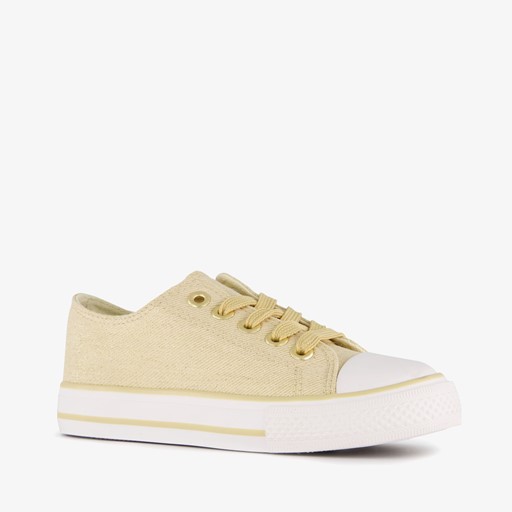 Meisjes gympen met glitters goudkleurig