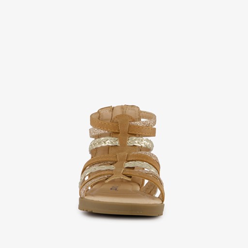 Meisjes sandalen cognac met glitter