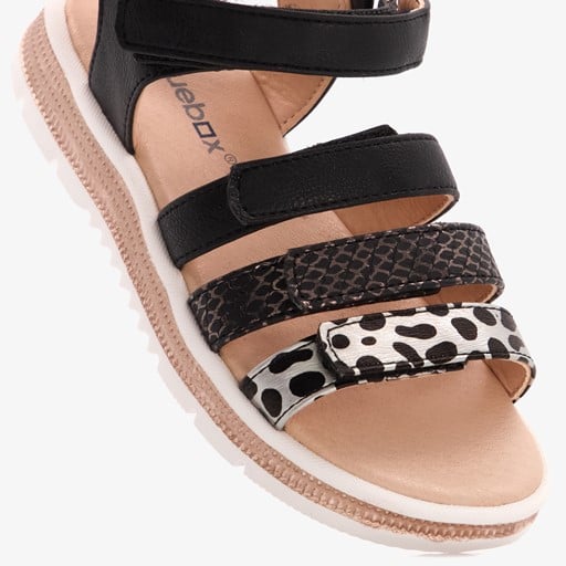 Meisjes sandalen met luipaardprint zwart
