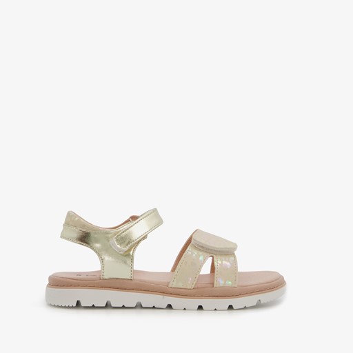 Meisjes sandalen met luipaardprint goud