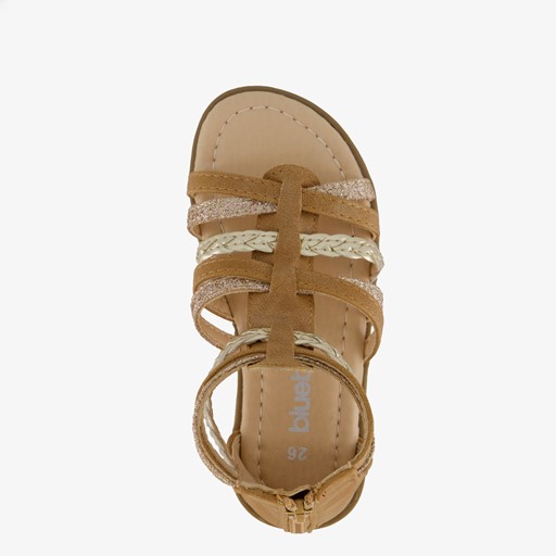 Meisjes sandalen cognac met glitter