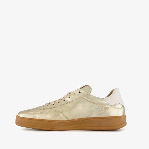 Leren dames sneakers metallic goud