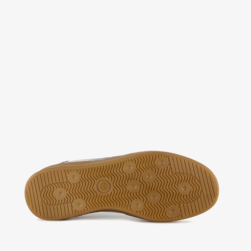 Leren dames sneakers metallic zilver