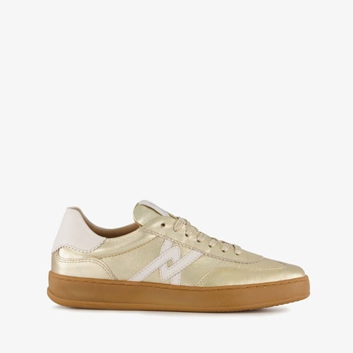 Leren dames sneakers metallic goud