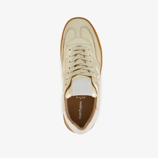 Leren dames sneakers metallic goud
