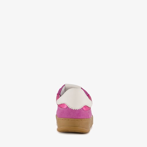 Leren dames sneakers metallic roze