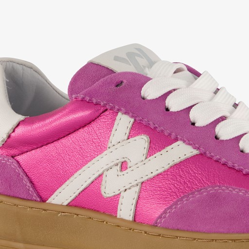 Leren dames sneakers metallic roze