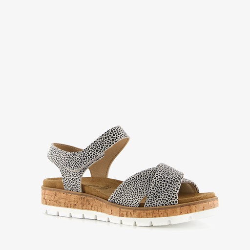 Leren dames sandalen met print