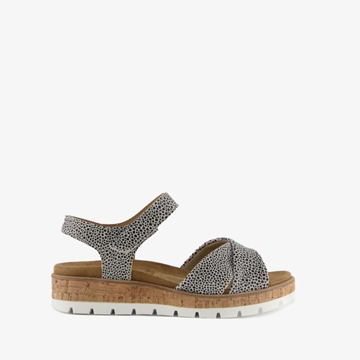 Leren dames sandalen met print