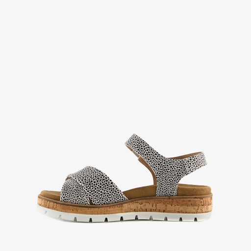 Leren dames sandalen met print