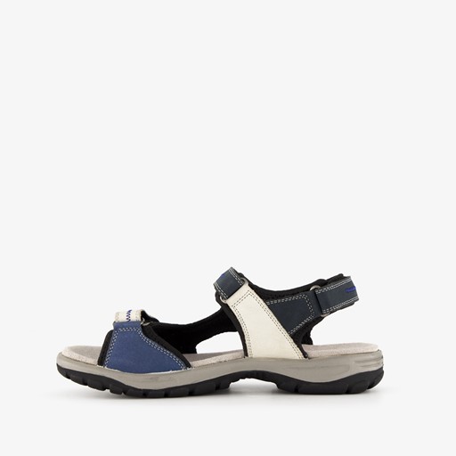 Leren dames sandalen beige blauw