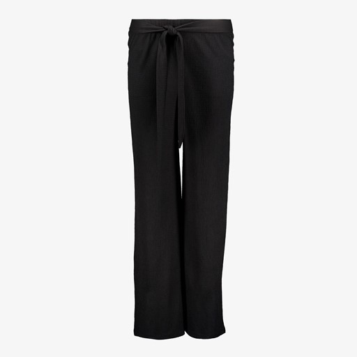 Wijde dames broek met ceintuur zwart