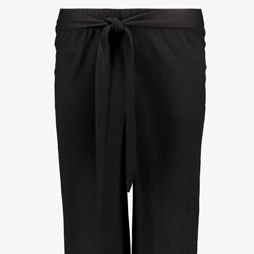 Wijde dames broek met ceintuur zwart