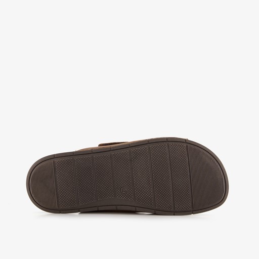 Leren heren slippers cognac bruin