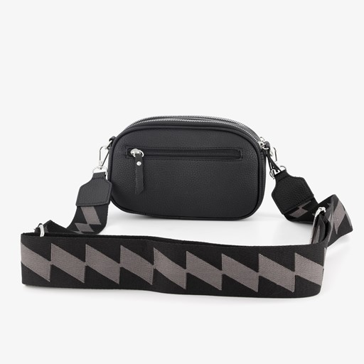 Dames schoudertasje met print zwart