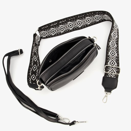 Dames schoudertasje met print zwart