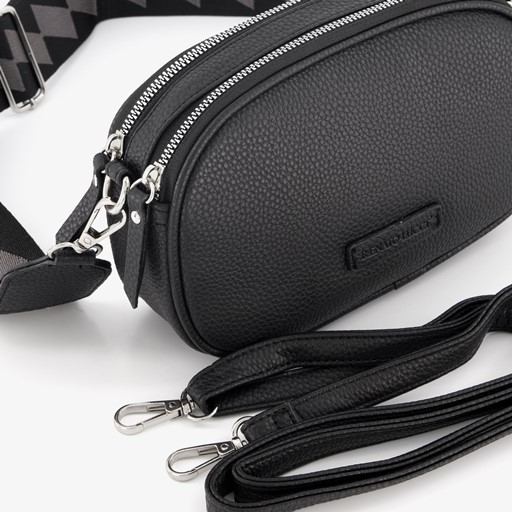 Dames schoudertasje met print zwart