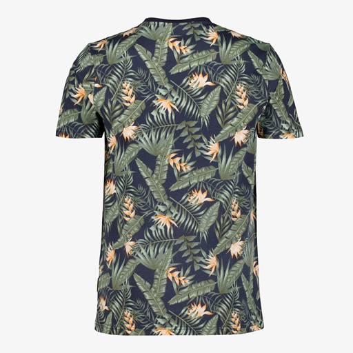 Heren T-shirt met tropische print blauw
