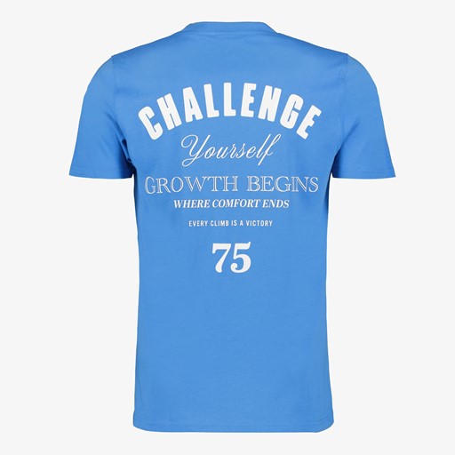 Heren T-shirt met backprint blauw