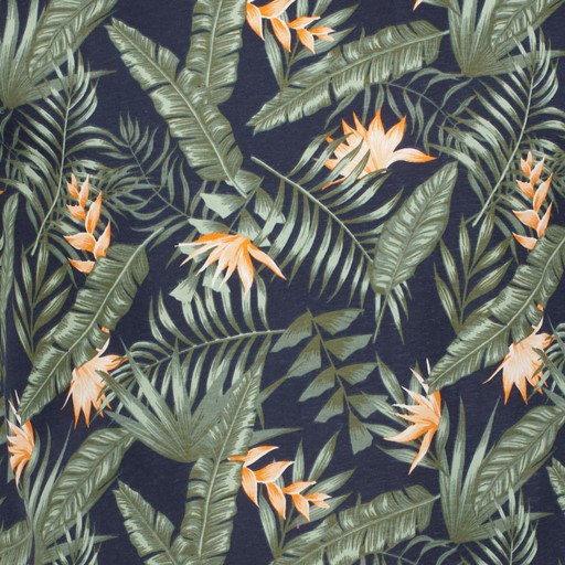 Heren T-shirt met tropische print blauw