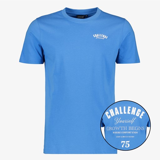 Heren T-shirt met backprint blauw