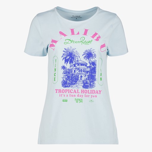 Dames T-shirt met opdruk lichtblauw