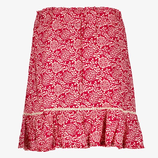 Dames rok met print en glitters rood