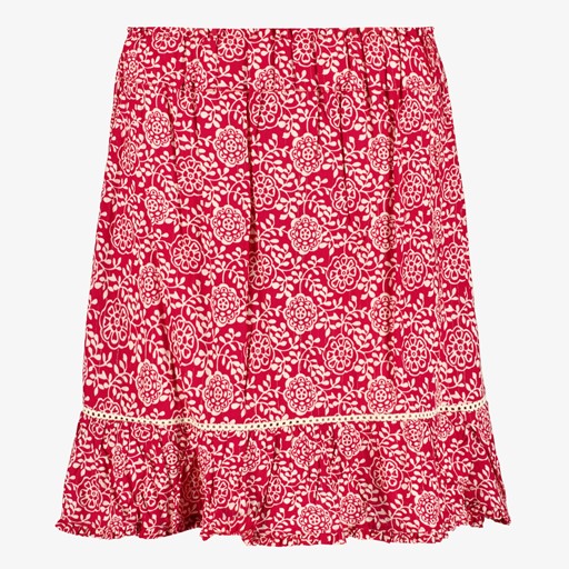 Dames rok met print en glitters rood