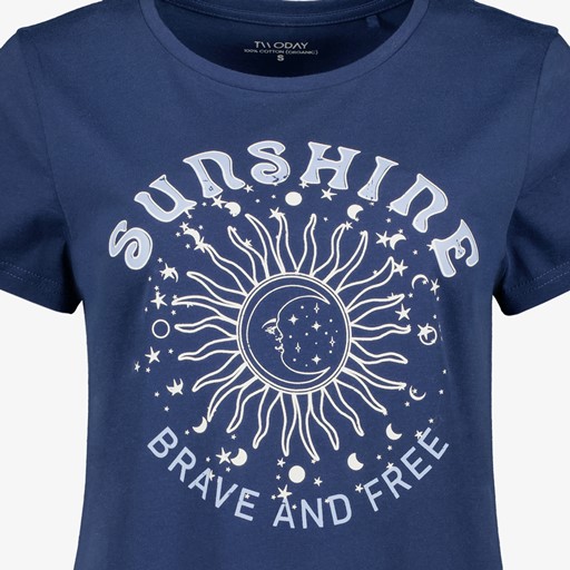 Dames T-shirt met tekstopdruk blauw