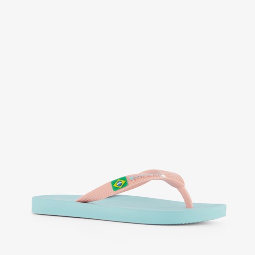 Meisjes teenslippers blauw roze