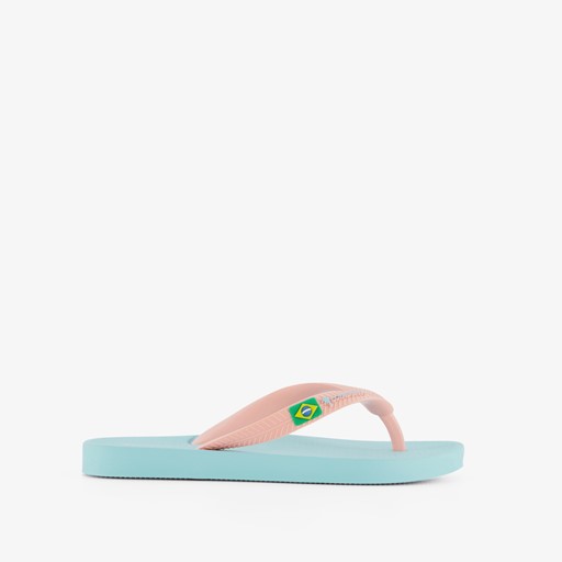 Meisjes teenslippers blauw roze