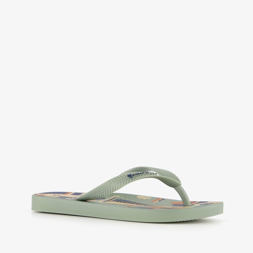 Kinder teenslippers groen met zeilboot
