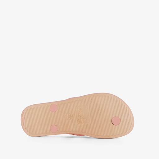 Kinder teenslippers roze met bloemen