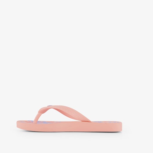 Kinder teenslippers roze met bloemen