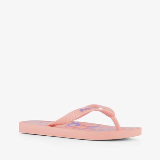 Kinder teenslippers roze met bloemen