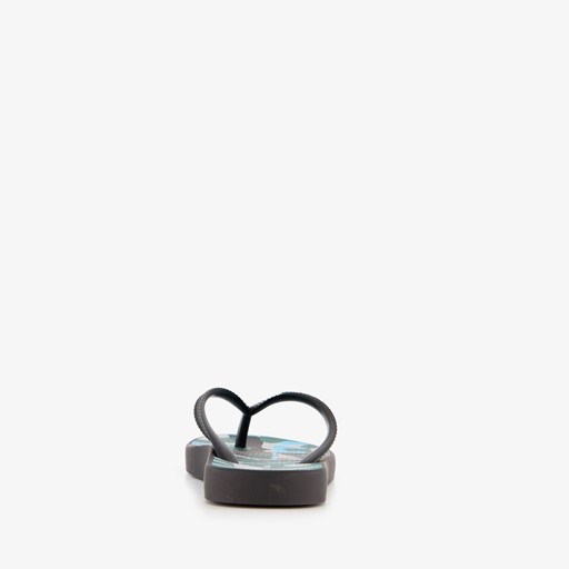 Kinder teenslippers zwart met zeilboot