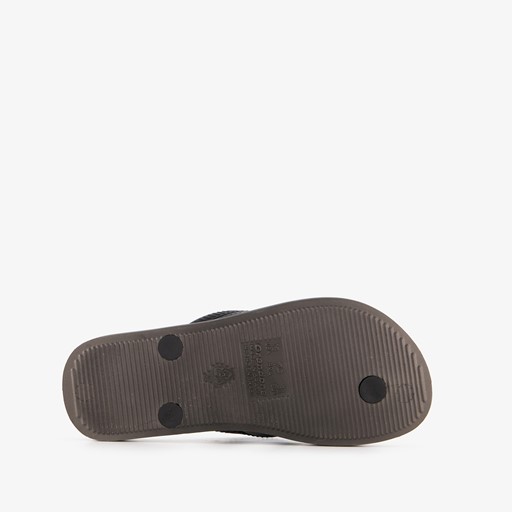 Kinder teenslippers zwart met zeilboot