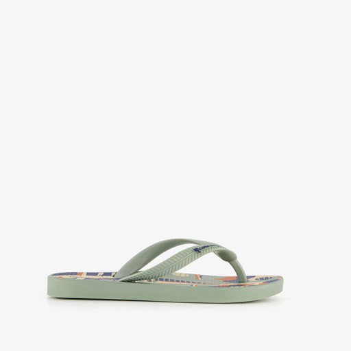 Kinder teenslippers groen met zeilboot