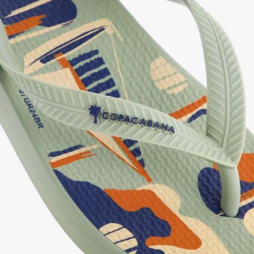 Kinder teenslippers groen met zeilboot