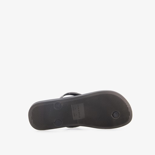 Dames teenslippers zwart met steentjes