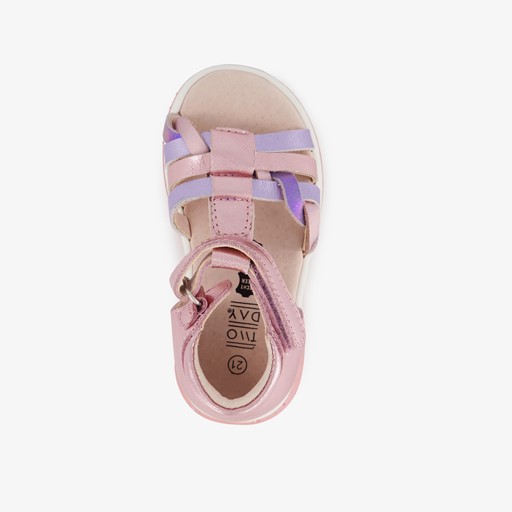 Leren meisjes sandalen metallic roze