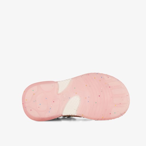 Leren meisjes sandalen met bloemen goud