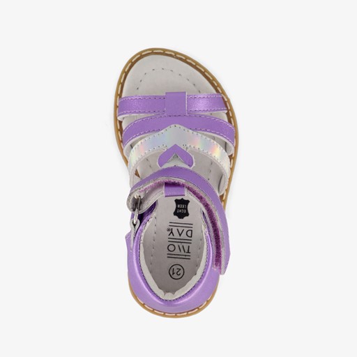 Leren meisjes sandalen metallic paarse