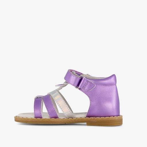 Leren meisjes sandalen metallic paarse